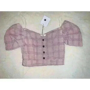 Junior’s Pink Plaid Top